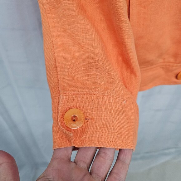 Vintage Talbots Orange Irish Linen Jacket Preppy Minimalist 22W - Picture 4 of 13